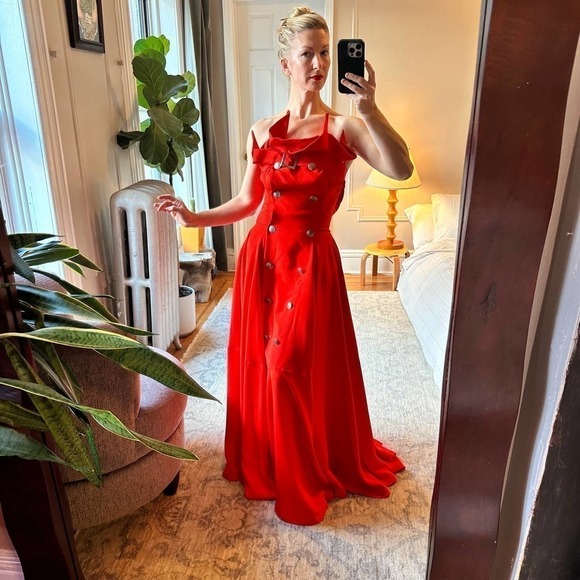 NWT Y2K YOHJI YAMAMOTO Formal Red Silk Gown - Spring Summer 2005 Collection - Picture 2 of 13